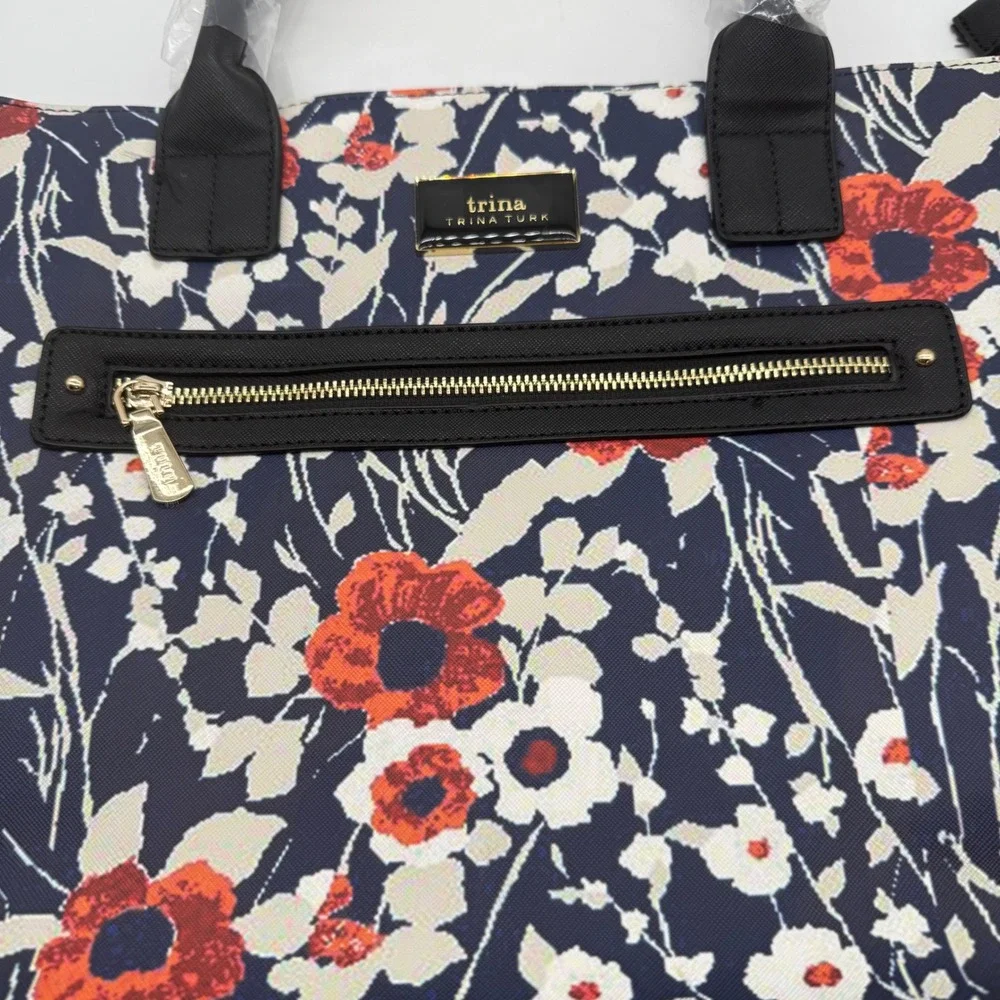 Trina Turk Jardin De Paris Floral‎ Tote Bag Handbag Purse Vegan Leather $148